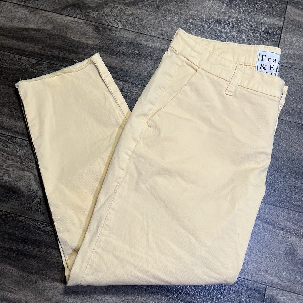 Frank & Eileen Wicklow Italian Chino Pants Women's 8 Butter Yellow Crop USA